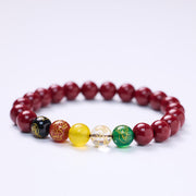 FREE Today: Blessing and Calm Cinnabar Agate Five Directions Gods Of Wealth Bracelet