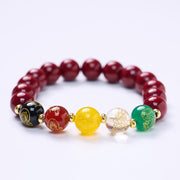 FREE Today: Blessing and Calm Cinnabar Agate Five Directions Gods Of Wealth Bracelet