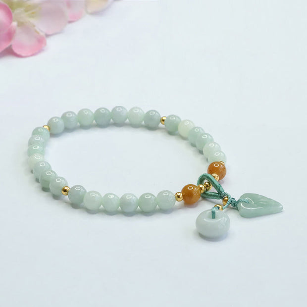 FREE Today: Abundance and Auspicious Jade Beads Leaf Peace Buckle Bracelet