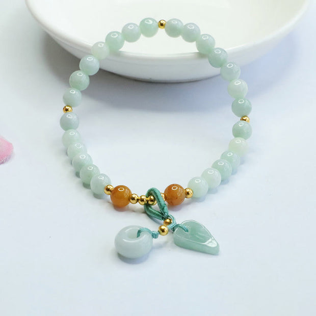 FREE Today: Abundance and Auspicious Jade Beads Leaf Peace Buckle Bracelet