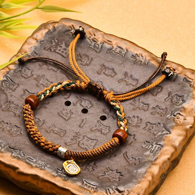 FREE Today: Protection Luck Handmade Tibetan Zakiram Goddess Of Wealth Wood Braided Bracelet