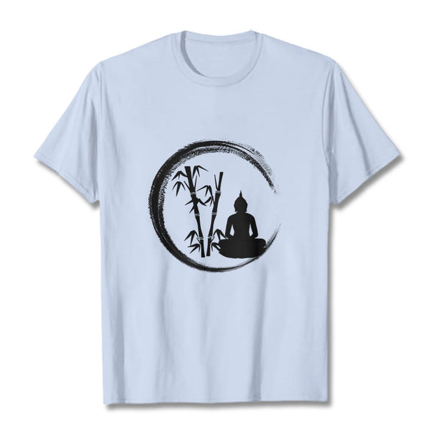 Buddha Stones Zen Buddha Statue Sitting Bamboo Meditation Tee T-shirt