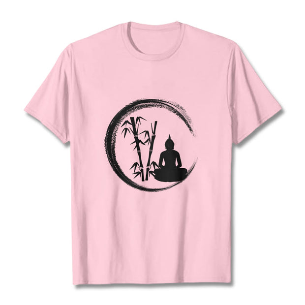 Buddha Stones Zen Buddha Statue Sitting Bamboo Meditation Tee T-shirt
