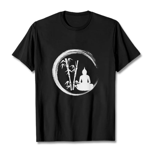 Buddha Stones Zen Buddha Statue Sitting Bamboo Meditation Tee T-shirt