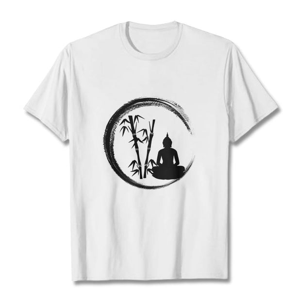 Buddha Stones Zen Buddha Statue Sitting Bamboo Meditation Tee T-shirt
