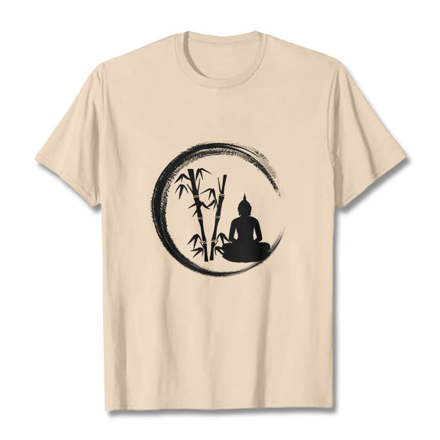 Buddha Stones Zen Buddha Statue Sitting Bamboo Meditation Tee T-shirt