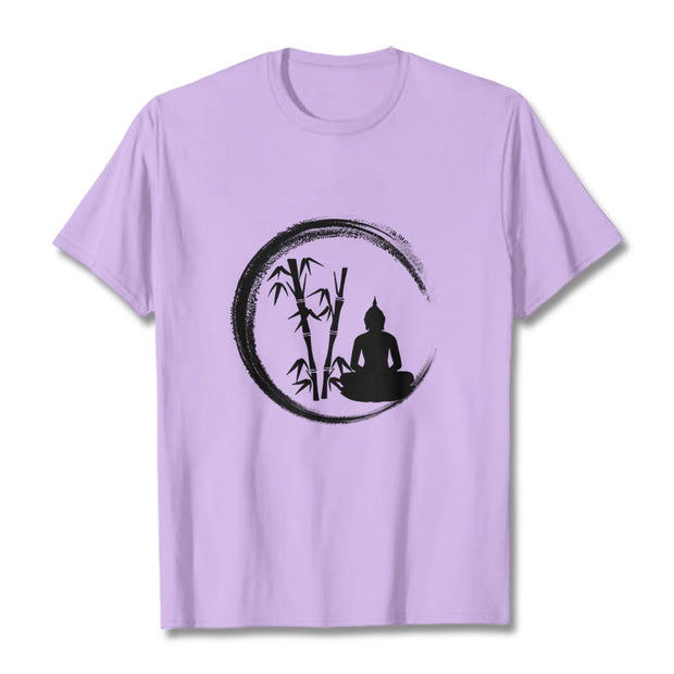 Buddha Stones Zen Buddha Statue Sitting Bamboo Meditation Tee T-shirt