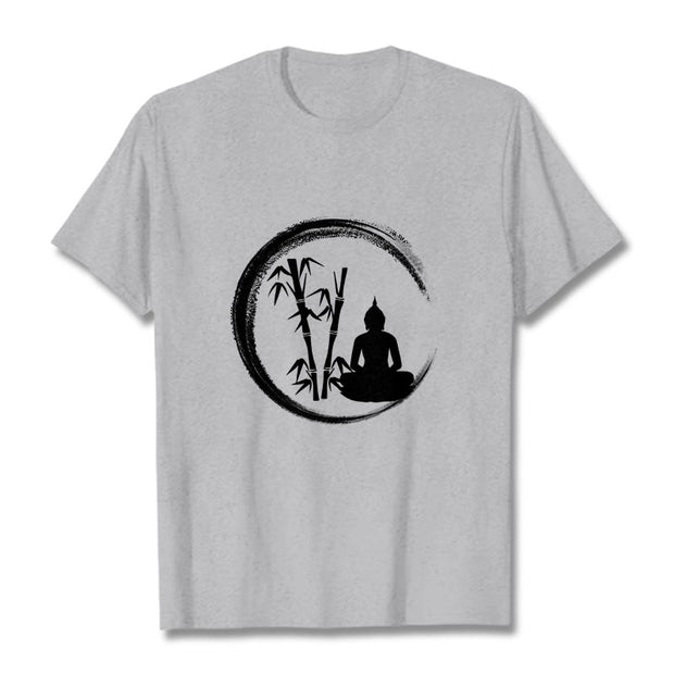 Buddha Stones Zen Buddha Statue Sitting Bamboo Meditation Tee T-shirt