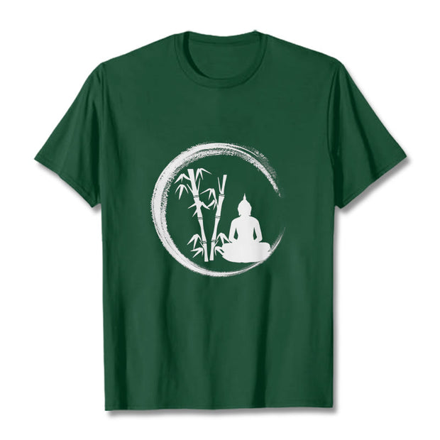 Buddha Stones Zen Buddha Statue Sitting Bamboo Meditation Tee T-shirt