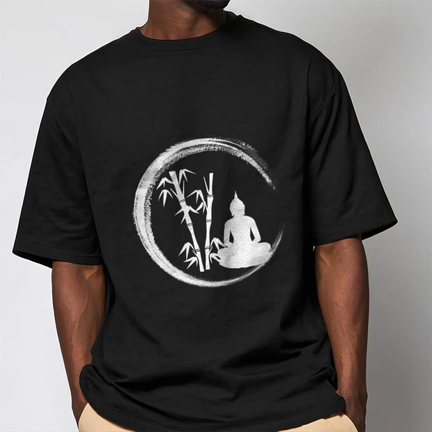 Buddha Stones Zen Buddha Statue Sitting Bamboo Meditation Tee T-shirt