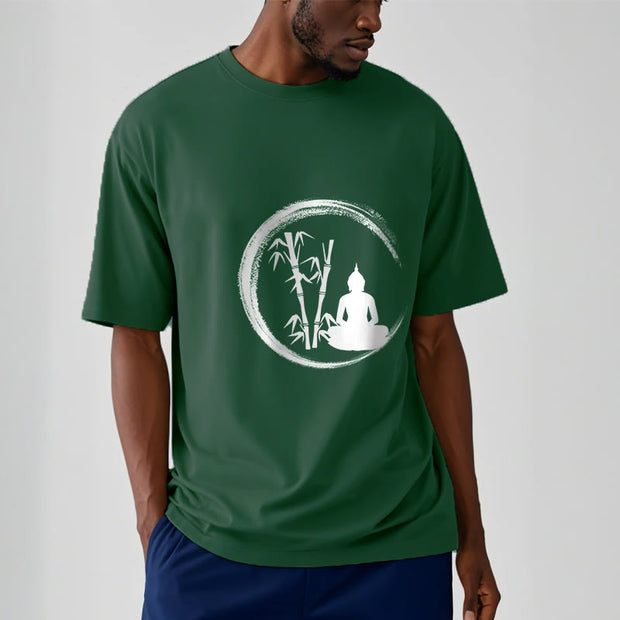 Buddha Stones Zen Buddha Statue Sitting Bamboo Meditation Tee T-shirt