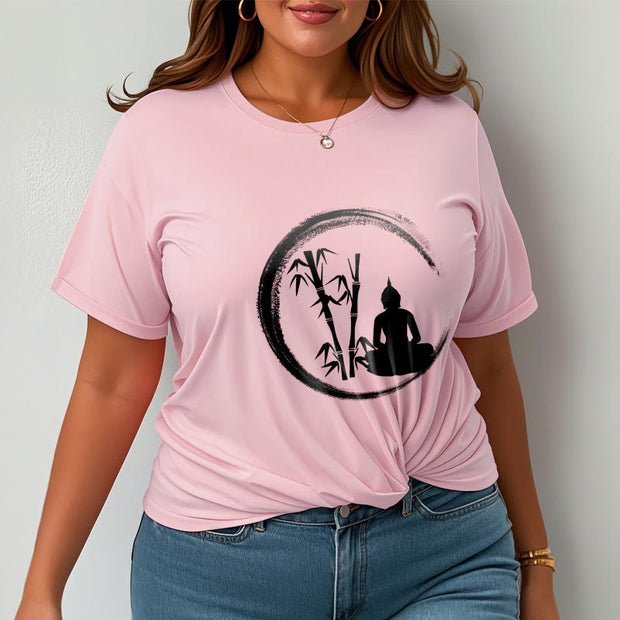Buddha Stones Zen Buddha Statue Sitting Bamboo Meditation Tee T-shirt