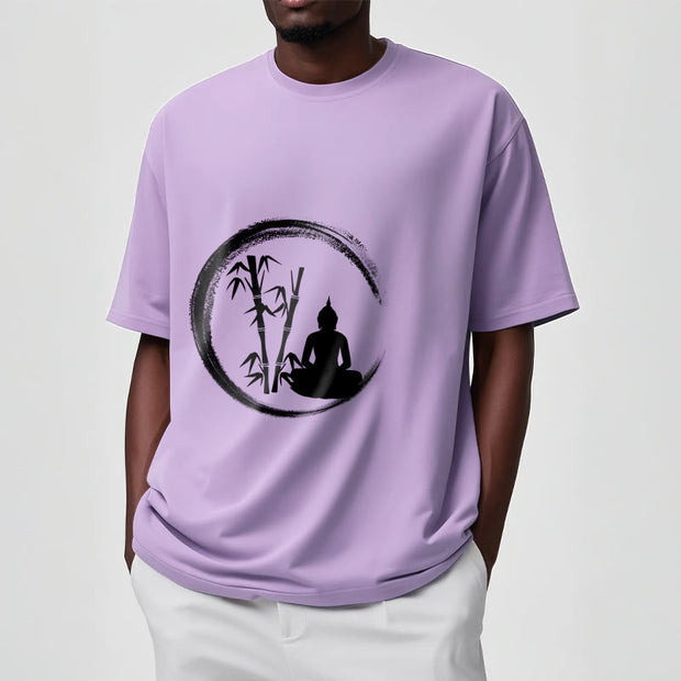 Buddha Stones Zen Buddha Statue Sitting Bamboo Meditation Tee T-shirt