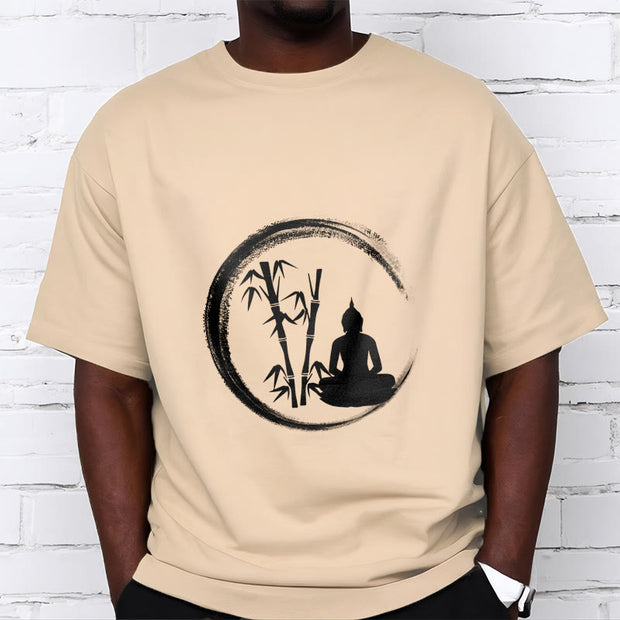 Buddha Stones Zen Buddha Statue Sitting Bamboo Meditation Tee T-shirt
