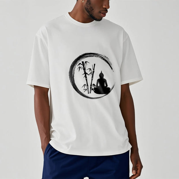 Buddha Stones Zen Buddha Statue Sitting Bamboo Meditation Tee T-shirt