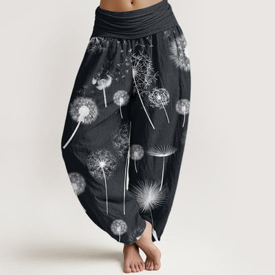 Buddha Stones Casual Dandelion Pattern Women's Elastic Waist Harem Pants