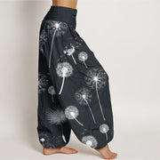 Buddha Stones Casual Dandelion Pattern Women's Elastic Waist Harem Pants