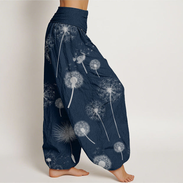 Buddha Stones Casual Dandelion Pattern Women's Elastic Waist Harem Pants