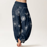 Buddha Stones Casual Dandelion Pattern Women's Elastic Waist Harem Pants