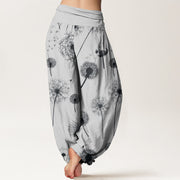 Buddha Stones Casual Dandelion Pattern Women's Elastic Waist Harem Pants