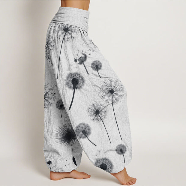 Buddha Stones Casual Dandelion Pattern Women's Elastic Waist Harem Pants