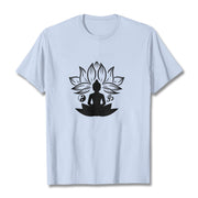 Buddha Stones Om Yin Yang Buddha Statue Sitting Lotus Meditation Tee T-shirt