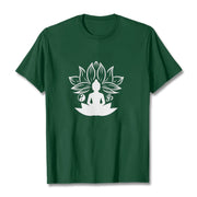 Buddha Stones Om Yin Yang Buddha Statue Sitting Lotus Meditation Tee T-shirt