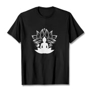 Buddha Stones Om Yin Yang Buddha Statue Sitting Lotus Meditation Tee T-shirt