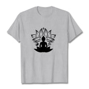 Buddha Stones Om Yin Yang Buddha Statue Sitting Lotus Meditation Tee T-shirt