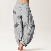 Buddha Stones Casual Cdrifting Dandelion Seed Pattern Women's Elastic Waist Harem Pants