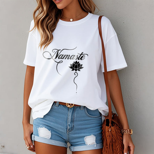 Buddha Stones HELLO Hindi Lotus Tee T-shirt