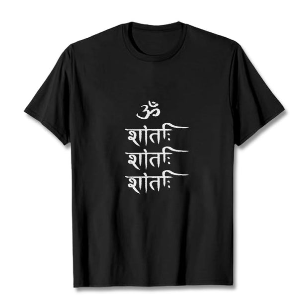 Buddha Stones OM MANTRA Sanskrit Pattern Tee T-shirt