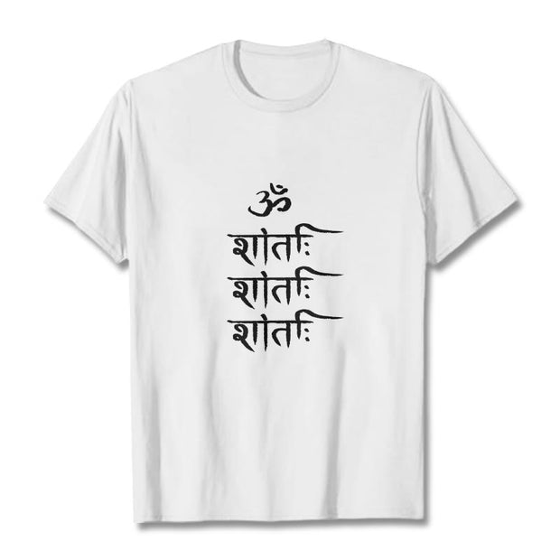 Buddha Stones OM MANTRA Sanskrit Pattern Tee T-shirt