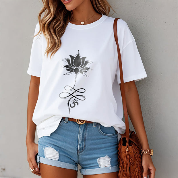 Buddha Stones Lotus OM Sanskrit Tee T-shirt