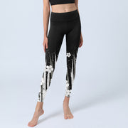 Buddha Stones White Flowers Aquatic Plants Pattern Print Gym Leggings Women's Yoga Pants