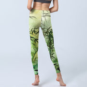 Buddha Stones Blooming Bamboo Pattern Print Gym Leggings Women's Yoga Pants - image 7
