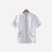 Buddha Stones Vintage Plain Tang Suit Chinese Frog-Button Cotton Linen Men's Shirt Jacket With Pockets