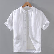 Buddha Stones Vintage Plain Tang Suit Chinese Frog-Button Cotton Linen Men's Shirt Jacket With Pockets