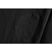 Buddha Stones 2Pcs Embroidery Design Notched Collar T-Shirt Drawstring 7-8 Length Harem Pants With Pockets Men's Cotton Meditation Cloth Set