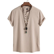 Buddha Stones Vintage Casual Plain Chinese Frog-Button Simple Design Men's Cotton Linen Shirt