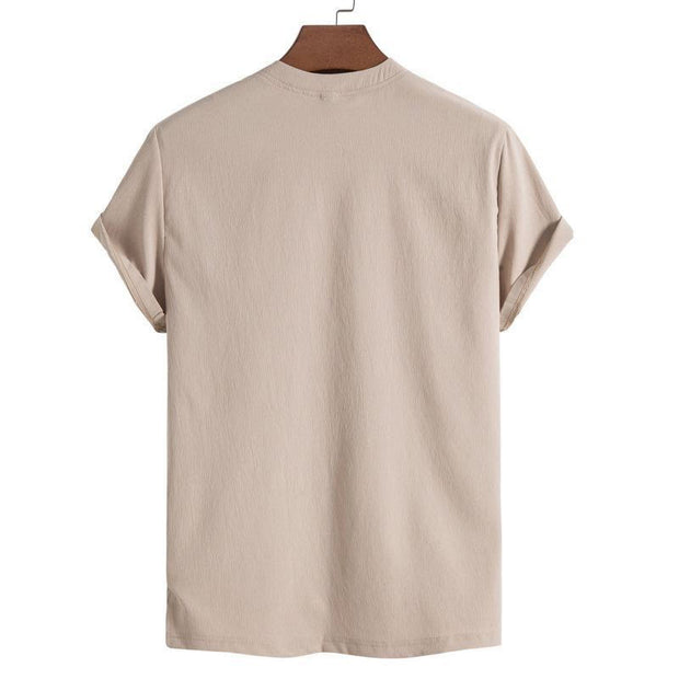Buddha Stones Vintage Casual Plain Chinese Frog-Button Simple Design Men's Cotton Linen Shirt