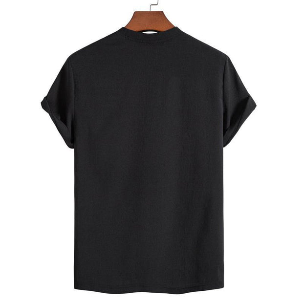 Buddha Stones Vintage Casual Plain Chinese Frog-Button Simple Design Men's Cotton Linen Shirt