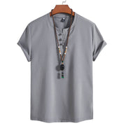 Buddha Stones Vintage Casual Plain Chinese Frog-Button Simple Design Men's Cotton Linen Shirt