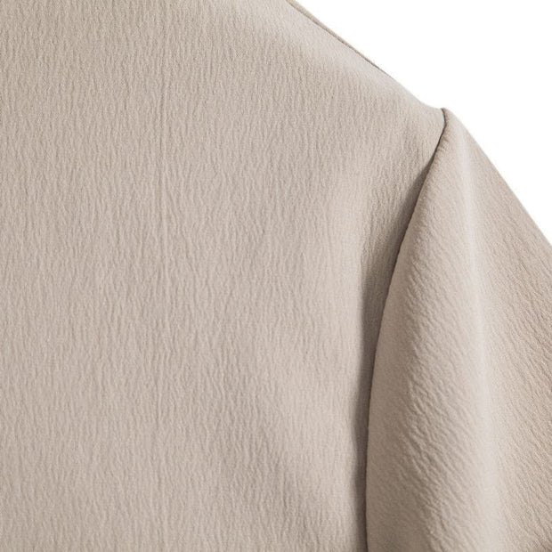 Buddha Stones Vintage Casual Plain Chinese Frog-Button Simple Design Men's Cotton Linen Shirt