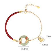 Buddha Stones 999 Sterling Silver Hetian White Jade Double Koi Fish Peace Buckle Lucky Charm Wealth Bracelet