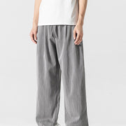 Buddha Stones Summer Casual Plain Straight Leg Design Men's Cotton Linen Drawstring Pants With Pockets