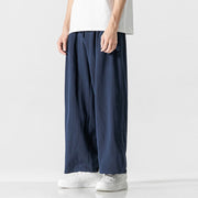 Buddha Stones Summer Casual Plain Straight Leg Design Men's Cotton Linen Drawstring Pants With Pockets
