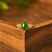 Buddha Stones Natural Jade Adjustable Buckle Prosperity Ring