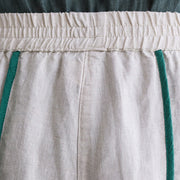 Buddha Stones Casual 7-8 Length Women's Cotton Linen Stripe Harem Pants With Pockets