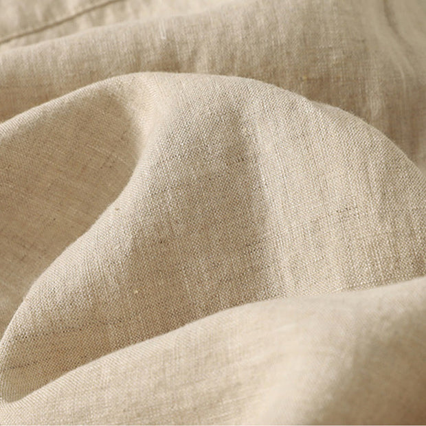 Buddha Stones Summer Plain Casual Frog-Button Women's Cotton Linen Harem Pants With Pockets